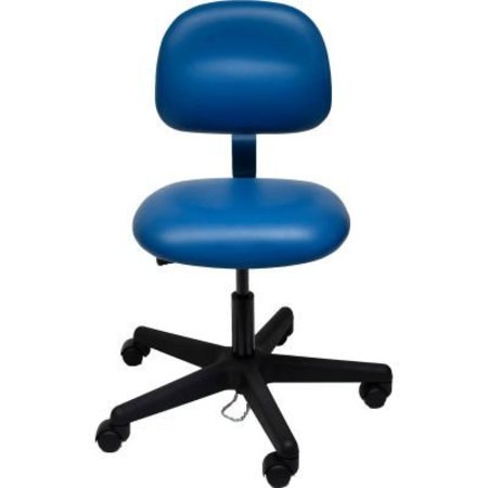 INDUSTRIAL SEATING ESD-Safe Vinyl Clean Room Chair with Nylon Base with Drag Chain Blue 52-VCON BLUE-411